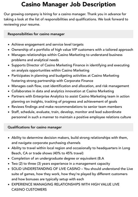 job description of okada casino marketing